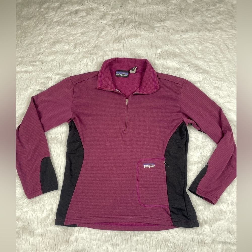 Women's Vintage Patagonia R1 Fleece Pullover - Lolite Blue\Mulberry - Size Small